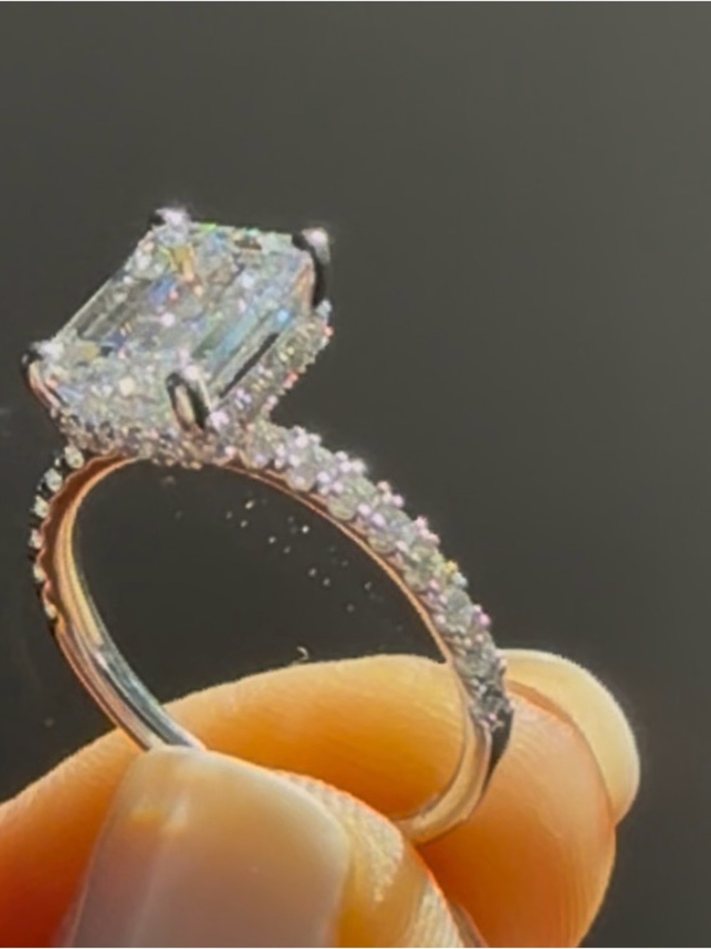 3.03ct IGI Certified Emerald Cut Engagement Ring